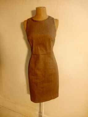 Vintage Sleeveless Brown Sheath Dress - Classic Workwear